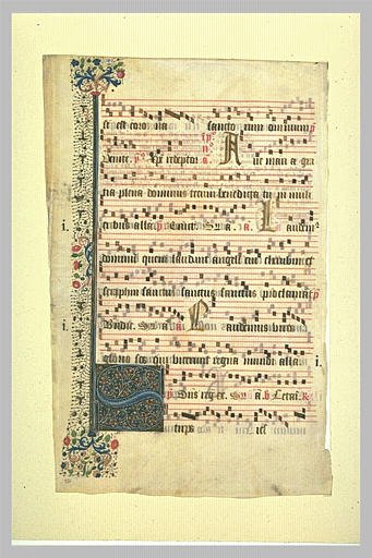 Feuille d'antiphonaire avec la lettre S ornée