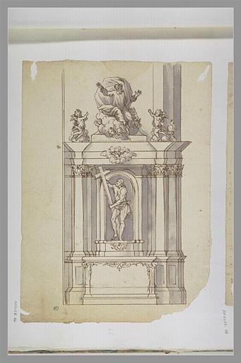 Retable sculpté représentant la Trinité