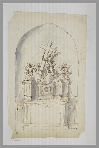 Autel et retable sculptés aux instruments de la Passion