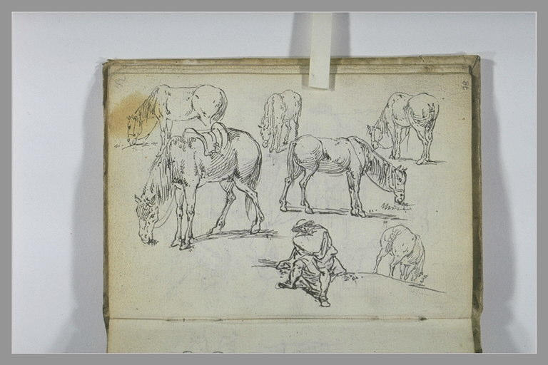 Etudes d'un paysan et de chevaux