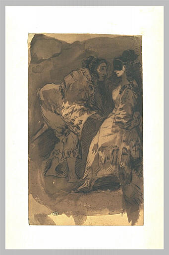 Deux figures en conversation dont une masquée