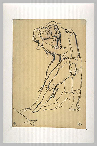 Femme soutenant un homme blessé