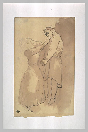 Femme tenant la langue d'un pendu