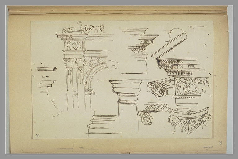 Etude d'architecture ; pilier ; fronton