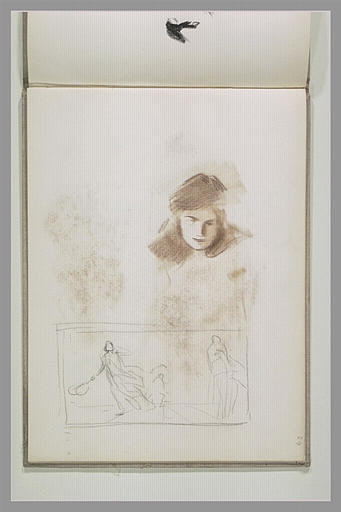 Tête de jeune homme ; figures, dans un encadrement