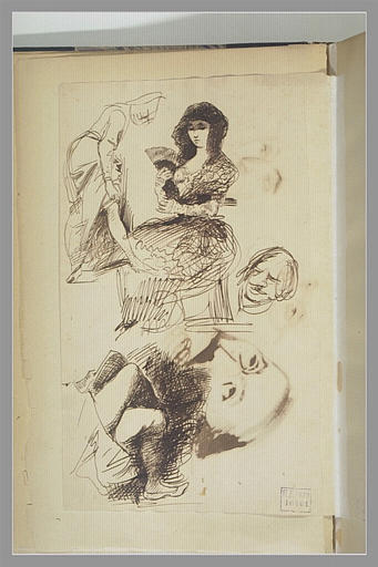 Trois études de femmes et étude d'un visage d'homme