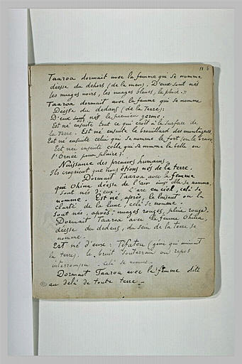 Texte manuscrit en langue française