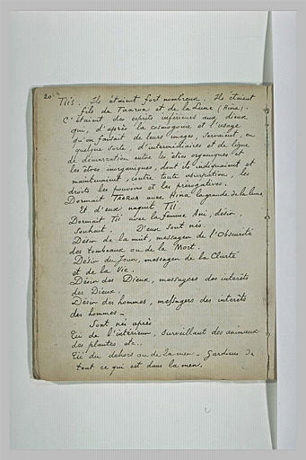Texte manuscrit en langue française