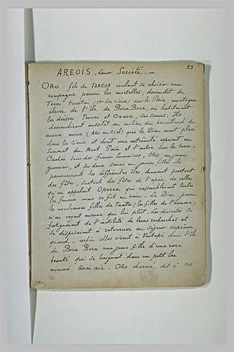 Texte manuscrit en langue française