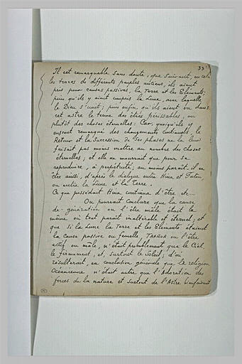 Texte manuscrit en langue française