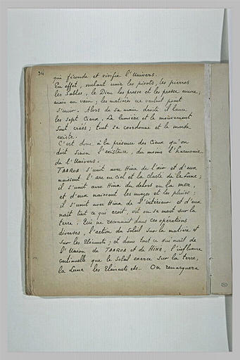 Texte manuscrit en langue française
