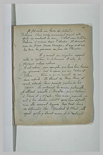 Texte manuscrit en langue française