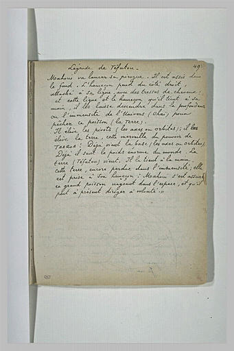 Texte manuscrit en langue française