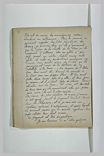 Texte manuscrit en langue française