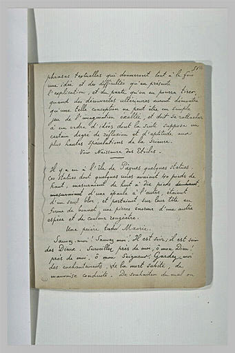Texte manuscrit en langue française