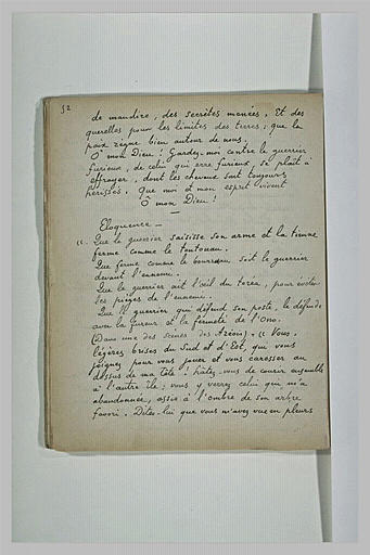 Texte manuscrit en langue française