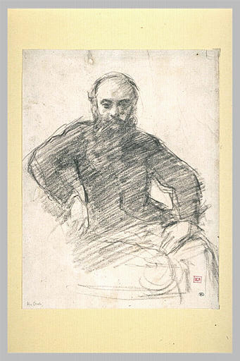 Portrait d'homme barbu, assis, de face