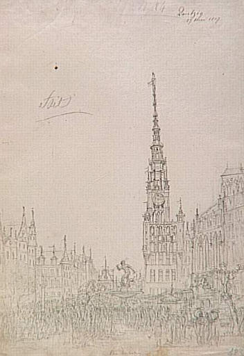 Vue d'une place de forme allongée ; Vue d'une place à Dantzig (autre titre)