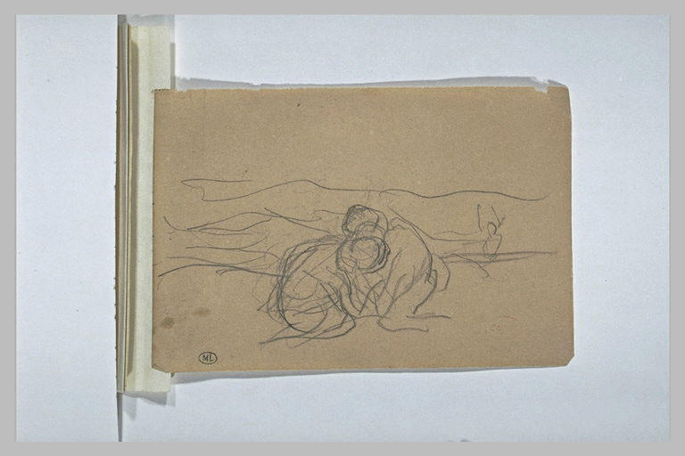 Deux personnages luttant ou enfants jouant