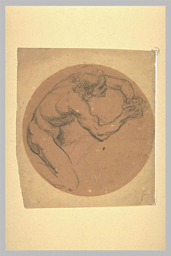 Etude d'une bacchante pressant une grappe de raisins