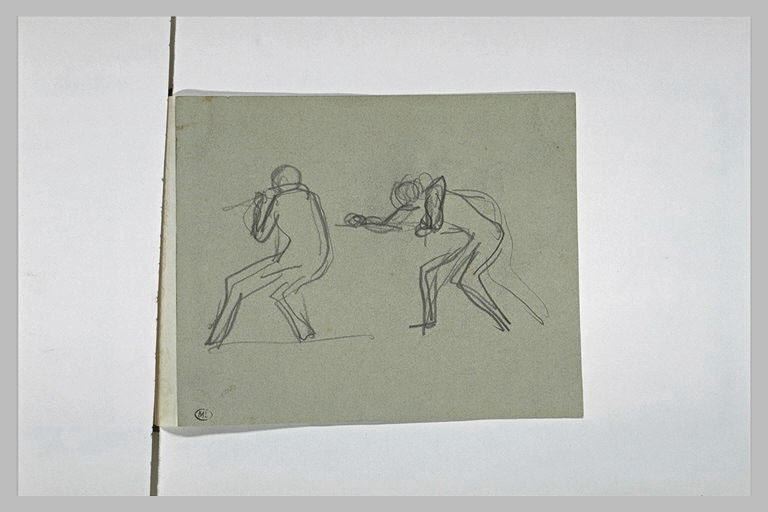 Deux figures d'hommes arc-boutés, tirant