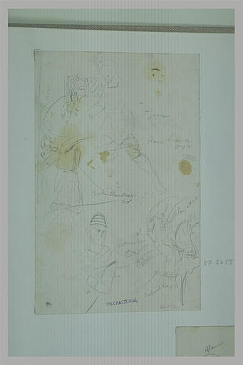 Étude de cavalier et figures d'après des miniatures byzantines