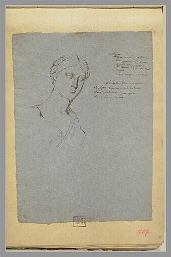 Tête de femme, de trois quarts vers la droite, d'après une sculpture