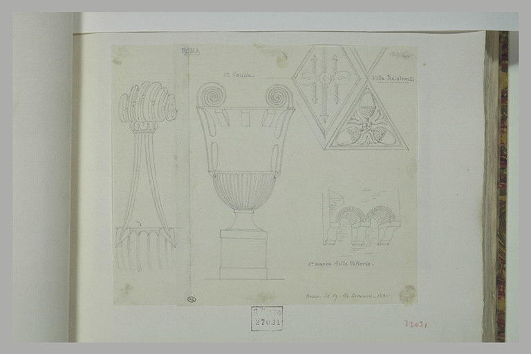 Ornement, vase, ornement, encorbellement