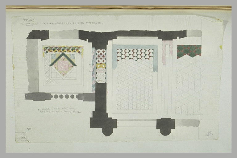 Pavement en marbre de la loge supérieure, à la Villa d'Este