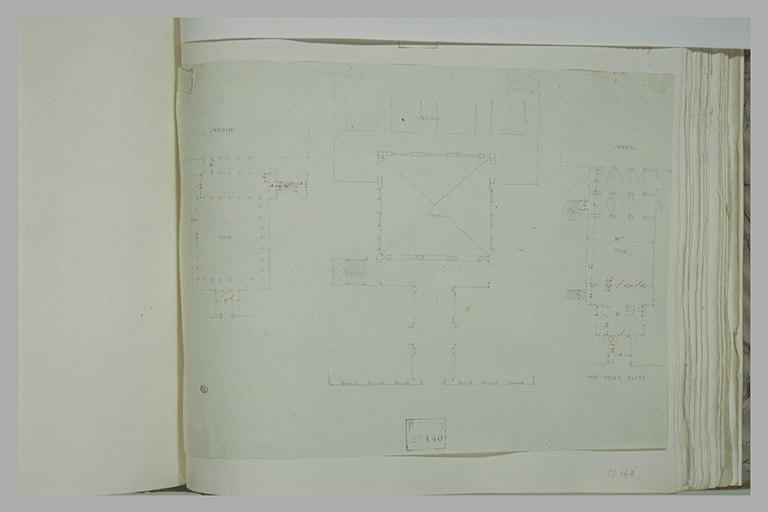 Trois plans d'édifices à Ferrare