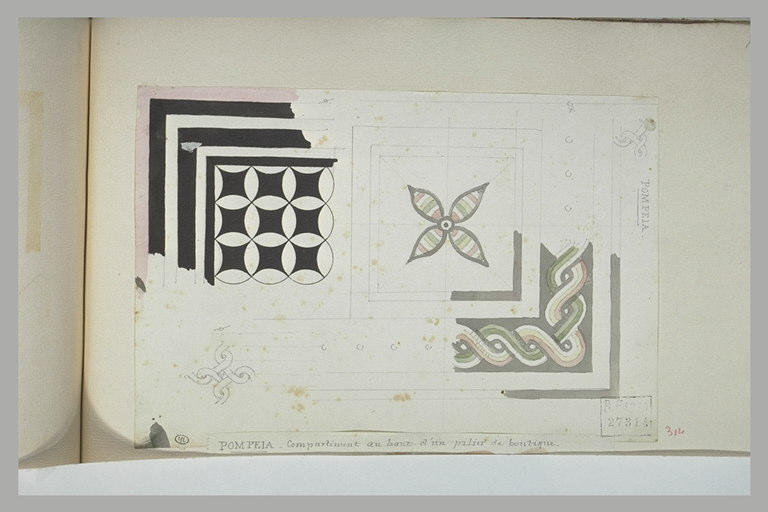 Pompéi : relevés de peintures ou de pavements