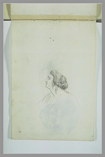 Buste de femme, vu de profil, tourné vers la gauche