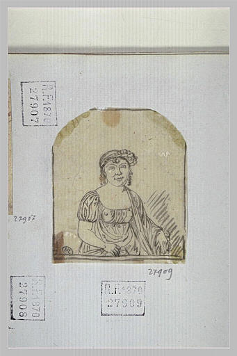 Portrait d'une femme, vue à mi-corps, en toilette Empire