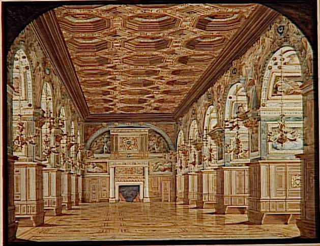 Vue de la galerie Henri II à Fontainebleau