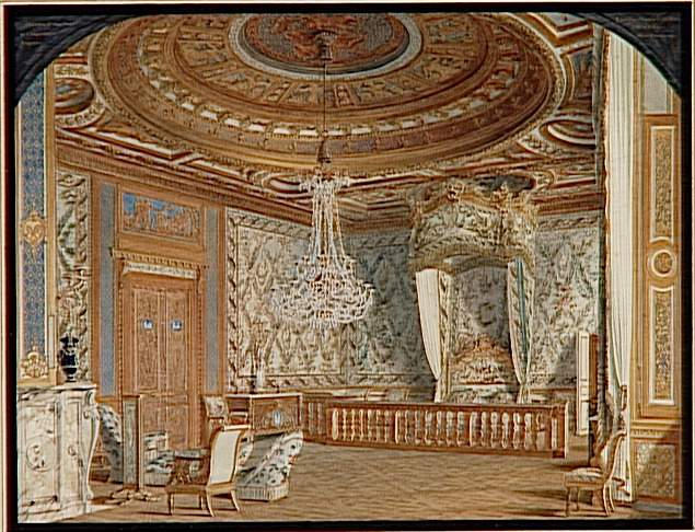 Vue de la chambre à coucher de l'impératrice au palais de Fontainebleau