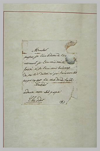 Lettre de Théodore Chassériau à son père, Benoît Chassériau