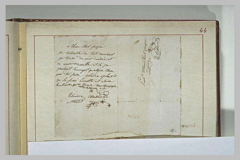 Lettre de Théodore Chassériau à son père, Benoît Chassériau