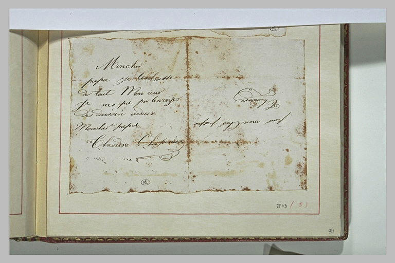 Lettre de Théodore Chassériau à son père, Benoît Chassériau