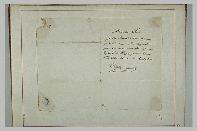 Lettre de Théodore Chassériau à son père, Benoît Chassériau