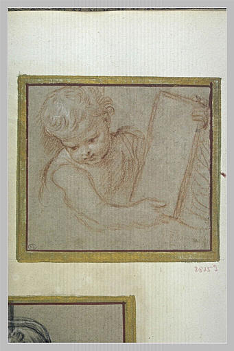 Putto tenant un livre