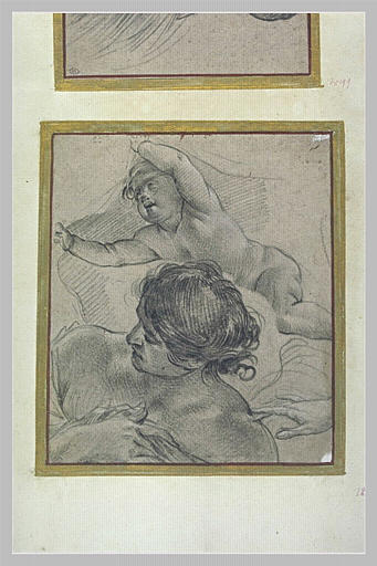 Angelot soutenant un drapé, et ange en buste