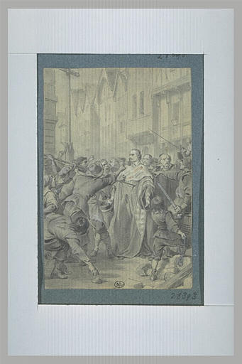 Le président Molé (?) s'opposant aux insurgés : scène de la Fronde