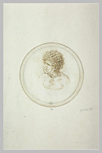 Homme noir en buste, de trois quarts à gauche, la poitrine nue