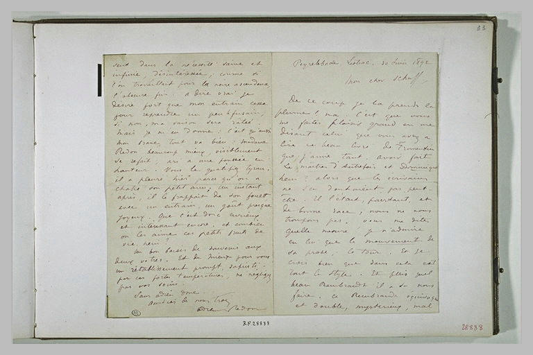 30 juin 1892, à Peyrelebade, à Emile Shuffenecker