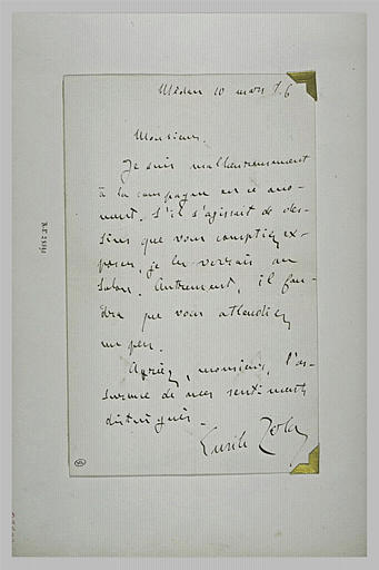 1896, sans lieu, d'Emile Zola à Schuffenecker