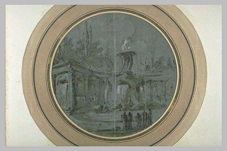 Fontaine baroque au milieu d'un hémicycle