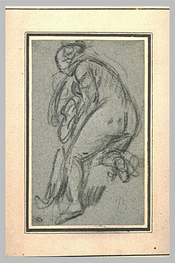 Femme nue, tournée vers la gauche, presque de dos