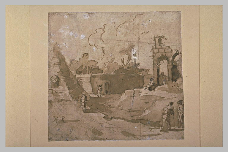 Ruines antiques animées de personnages