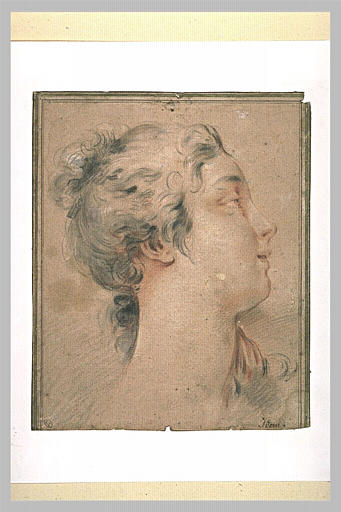 Tête de femme, tournée de profil vers la droite