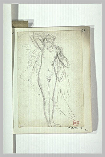 Femme nue, debout, regardant vers la gauche